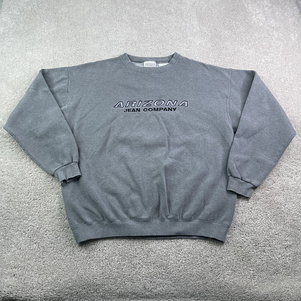Vintage Arizona Jean Company Sweatshirt Mens Large Gray Embroidered Logo Crew